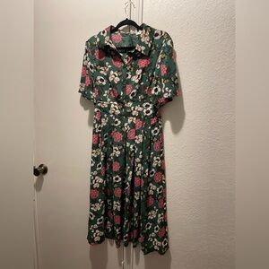 Ivy City Co Floral Green Midi Dress